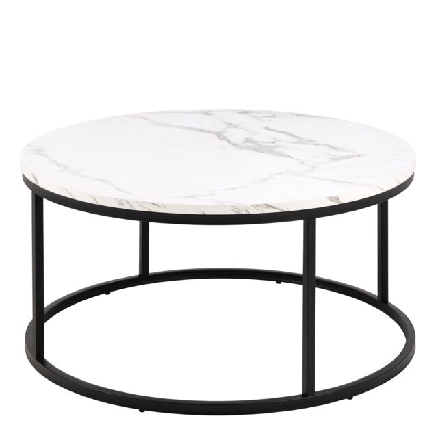 Furniture To Go Spiro Coffee Table with White Marble Melamine Top & Black Legs