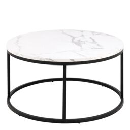 Furniture To Go Spiro Coffee Table with White Marble Melamine Top & Black Legs - thumbnail 2