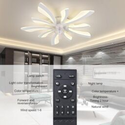 Garwarm Dimmable LED Ceiling Fan with Lights, White - thumbnail 6