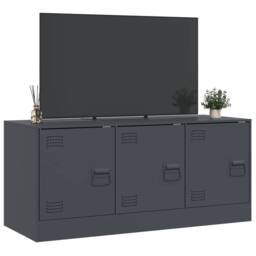 Berkfield Home TV Cabinet Anthracite 99x39x44 cm Steel in Dark Grey - Size: 99 x 39 x 44 cm - thumbnail 5