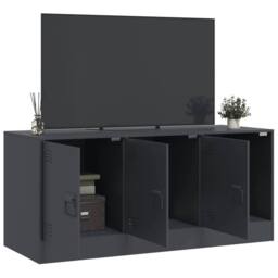 Berkfield Home TV Cabinet Anthracite 99x39x44 cm Steel in Dark Grey - Size: 99 x 39 x 44 cm - thumbnail 4