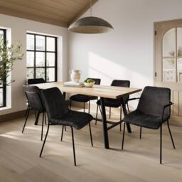 Lemon Pavilion Furniture Louie Indoor Dining Table (Pack of 2) - Wood Variant/Metal in Light Brown - Size: 2 Pack - thumbnail 5