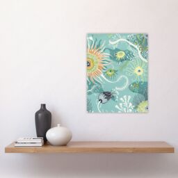 "Artery8 Abstract Under the Sea Drawing Sealife Ocean Wall Art Print in Blue - Size: W12"" x H16""" - thumbnail 4