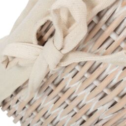 Red Hamper Wicker Set of 2 White Wash Finish Cotton Lined Willow Tray in Light Brown - thumbnail 5