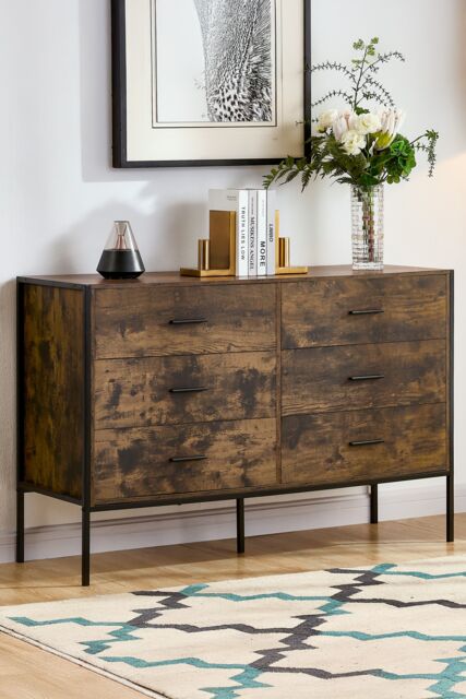 Home Discount Vida Designs Brooklyn 6 Drawer Bedside Cabinet Chest Of Drawers Storage Bedroom Furniture in Dark Brown - image 1