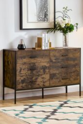 Home Discount Vida Designs Brooklyn 6 Drawer Bedside Cabinet Chest Of Drawers Storage Bedroom Furniture in Dark Brown - thumbnail 1
