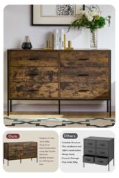 Home Discount Vida Designs Brooklyn 6 Drawer Bedside Cabinet Chest Of Drawers Storage Bedroom Furniture in Dark Brown - thumbnail 7
