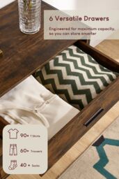 Home Discount Vida Designs Brooklyn 6 Drawer Bedside Cabinet Chest Of Drawers Storage Bedroom Furniture in Dark Brown - thumbnail 4