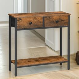 Rafaelo Mobilia Industrial 2 Tier Console Table With 2 Drawers in Brown - thumbnail 2