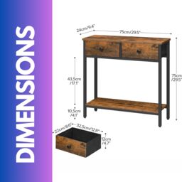 Rafaelo Mobilia Industrial 2 Tier Console Table With 2 Drawers in Brown - thumbnail 6