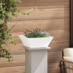 Berkfield Home White Garden Bowl Planters 5 pcs White 40x40x15 cm Steel - Size: 40 x 40 x 15 cm - thumbnail 4