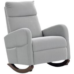HOMCOM Modern High Back Corduroy Leisure Rocking Chair for Nursery, Grey - Size: 1 Pack - thumbnail 2