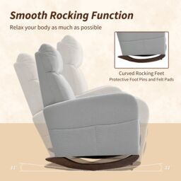 HOMCOM Modern High Back Corduroy Leisure Rocking Chair for Nursery, Grey - Size: 1 Pack - thumbnail 4