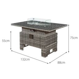 Oseasons Malta Rattan 6 Seat Rising Firepit Corner Set in Grey Walnut - thumbnail 6