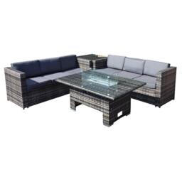 Oseasons Malta Rattan 6 Seat Rising Firepit Corner Set in Grey Walnut - thumbnail 3