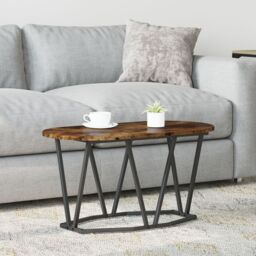 Berkfield Home Coffee Table in Smoked Oak - 80x40x40.5 cm, Made from Engineered Wood & Metal in Brown - Size: 80x40x40.5 cm - thumbnail 1