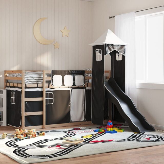 Berkfield Home Bunk Bed without Mattress with Slide White & Black 90x190 cm Single - image 1