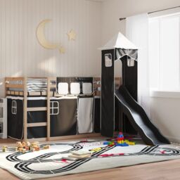 Berkfield Home Bunk Bed without Mattress with Slide White & Black 90x190 cm Single - thumbnail 1