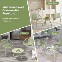 Gymax 3-Pieces Bistro Set All Weather PP Patio Conversation Set With 2 Chairs in Light Green - Size: 3 Pack - thumbnail 7