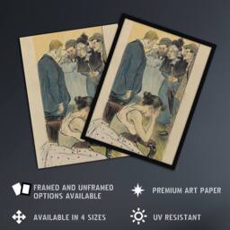 "Artery8 Family Argument Satirical Painting Steinlen Framed Wall Art Print - Size: W12"" x H16""" - thumbnail 2