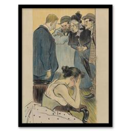 "Artery8 Family Argument Satirical Painting Steinlen Framed Wall Art Print - Size: W12"" x H16""" - thumbnail 1