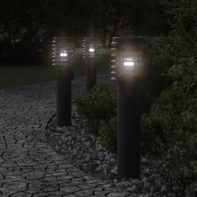 Berkfield Home Outdoor Floor Lamps with Outlet 3pcs Black 60 cm Stainless Steel - image 1