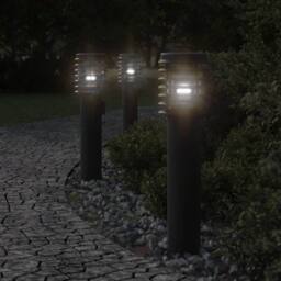 Berkfield Home Outdoor Floor Lamps with Outlet 3pcs Black 60 cm Stainless Steel