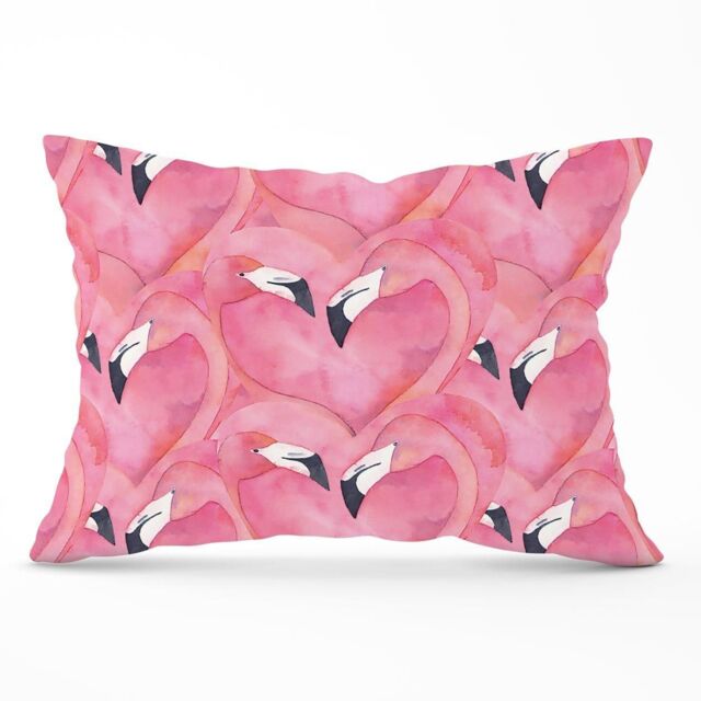 Warren Reed - Designer Watercolour Flamingo Hearts Cushions in Pink - Size: 60 cm x 60 cm - image 1