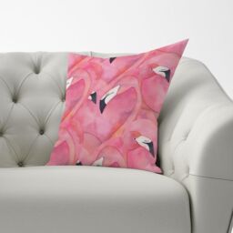 Warren Reed - Designer Watercolour Flamingo Hearts Cushions in Pink - Size: 60 cm x 60 cm - thumbnail 3