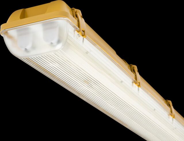 Netlighting 5ft Twin HF Non Corrosive Fluorescent Fitting 110V IP65 2x58W in Yellow - image 1