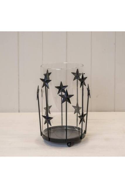 KDMD Large Black Metal Star Candle Holder with Glass Insert - image 1