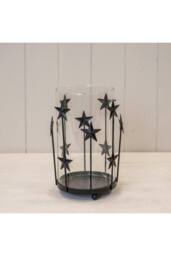 KDMD Large Black Metal Star Candle Holder with Glass Insert - thumbnail 1
