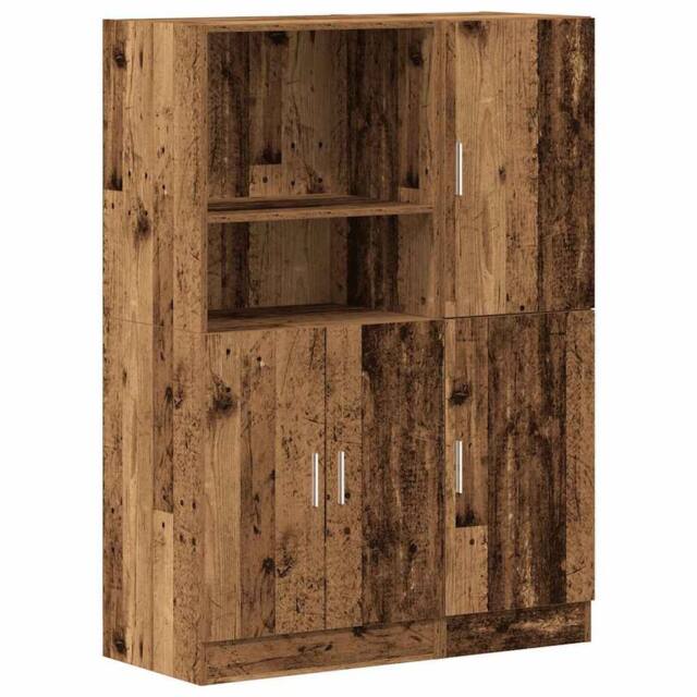 Berkfield Home 2 Piece Kitchen Cabinet Set Old Wood Engineered Wood in Brown - image 1