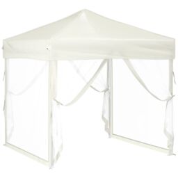 Berkfield Home Folding Party Tent with Sidewalls Cream 2x2 m in Beige - thumbnail 3