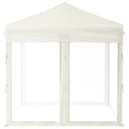 Berkfield Home Folding Party Tent with Sidewalls Cream 2x2 m in Beige - thumbnail 4