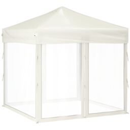 Berkfield Home Folding Party Tent with Sidewalls Cream 2x2 m in Beige - thumbnail 2