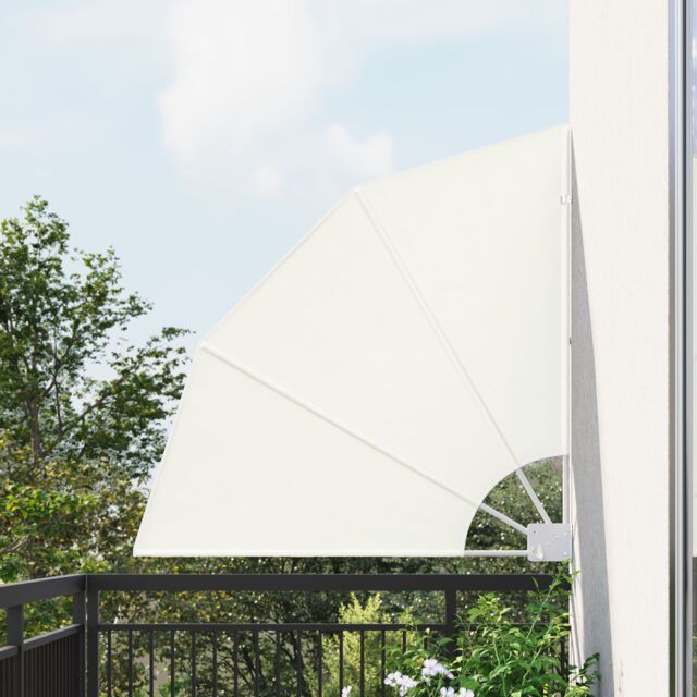 Berkfield Home Balcony Privacy Screen Folding Manual Cream 115 x 115 cm Fabric - image 1