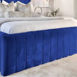 Living Comfort Bedz Geneva Upholstered Bed Frame with 54-inch Headboard - Slatted Base in Blue - Size: Double - thumbnail 3