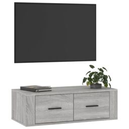 Berkfield Home Hanging TV Cabinet Grey Sonoma 80x36x25 cm Engineered Wood - Size: 80 x 36 x 25 cm - thumbnail 4