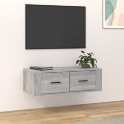 Berkfield Home Hanging TV Cabinet Grey Sonoma 80x36x25 cm Engineered Wood - Size: 80 x 36 x 25 cm - thumbnail 1