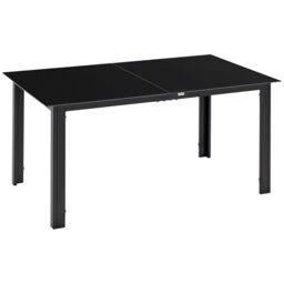 OUTSUNNY Outdoor Garden Table for 6, Outdoor Dining Table with Glass Top, Black - thumbnail 2