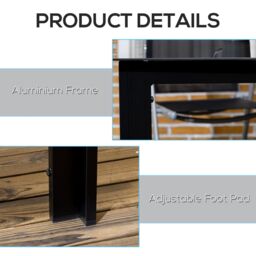 OUTSUNNY Outdoor Garden Table for 6, Outdoor Dining Table with Glass Top, Black - thumbnail 5
