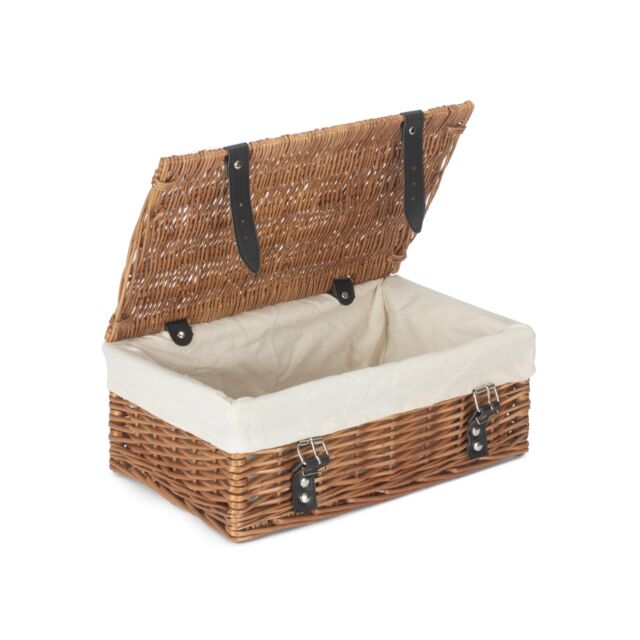 Red Hamper Wicker Double Steamed White Lining 35cm Empty Hamper Basket in Brown - image 1