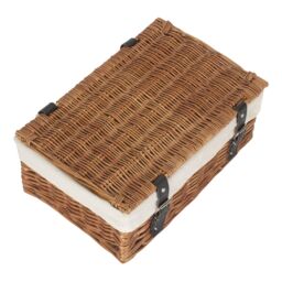 Red Hamper Wicker Double Steamed White Lining 35cm Empty Hamper Basket in Brown - thumbnail 3