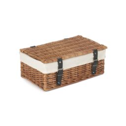 Red Hamper Wicker Double Steamed White Lining 35cm Empty Hamper Basket in Brown - thumbnail 2