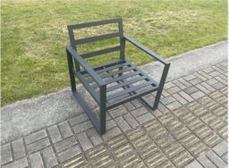 Fimous Aluminium Outdoor Garden Chair Patio Armchair Single Sofa for Balcony, Terrace, Swimming Pool Dark Grey - thumbnail 4