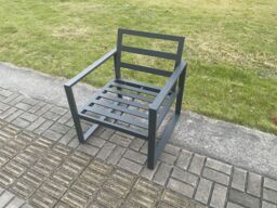 Fimous Aluminium Outdoor Garden Chair Patio Armchair Single Sofa for Balcony, Terrace, Swimming Pool Dark Grey - thumbnail 2