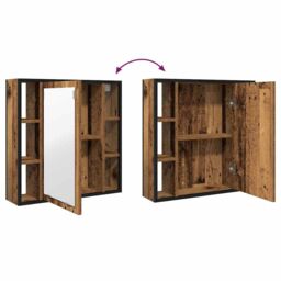 Berkfield Home Bathroom Mirror Cabinet Old Wood 60x16x60 cm Engineered Wood in Brown - Size: 60 x 16 x 60 cm - thumbnail 7