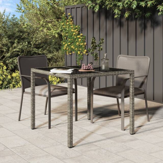 Berkfield Home Garden Dining Table Grey 90x90x75 cm Poly Rattan - Size: 90 x 90 x 75 cm - image 1