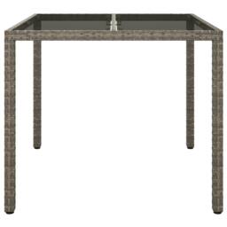 Berkfield Home Garden Dining Table Grey 90x90x75 cm Poly Rattan - Size: 90 x 90 x 75 cm - thumbnail 3